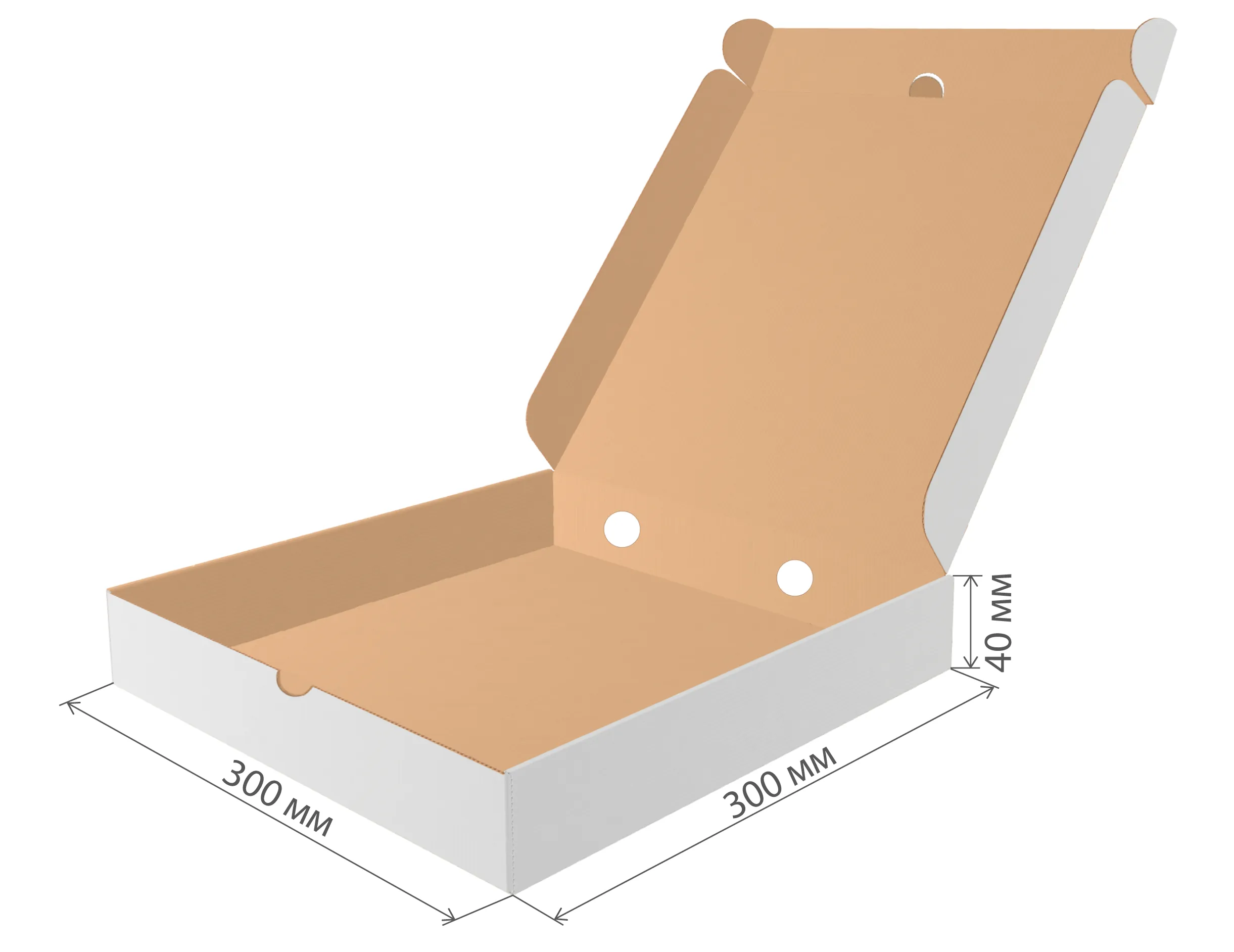 коробка под пиццу гофрокартон 300х300х40 бел/бур ЛОК от производителя в Кирова
